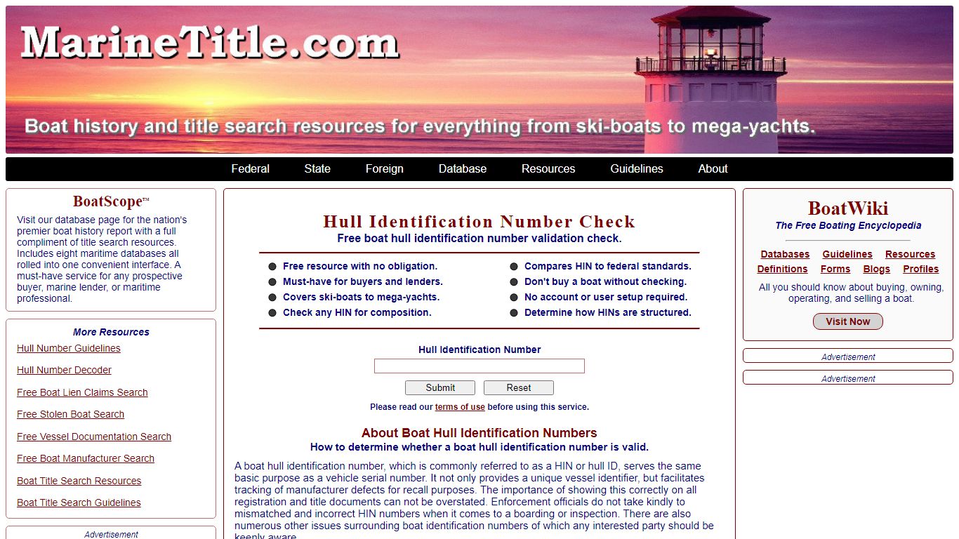 Free Boat Hull Identification Number Check | MarineTitle.com