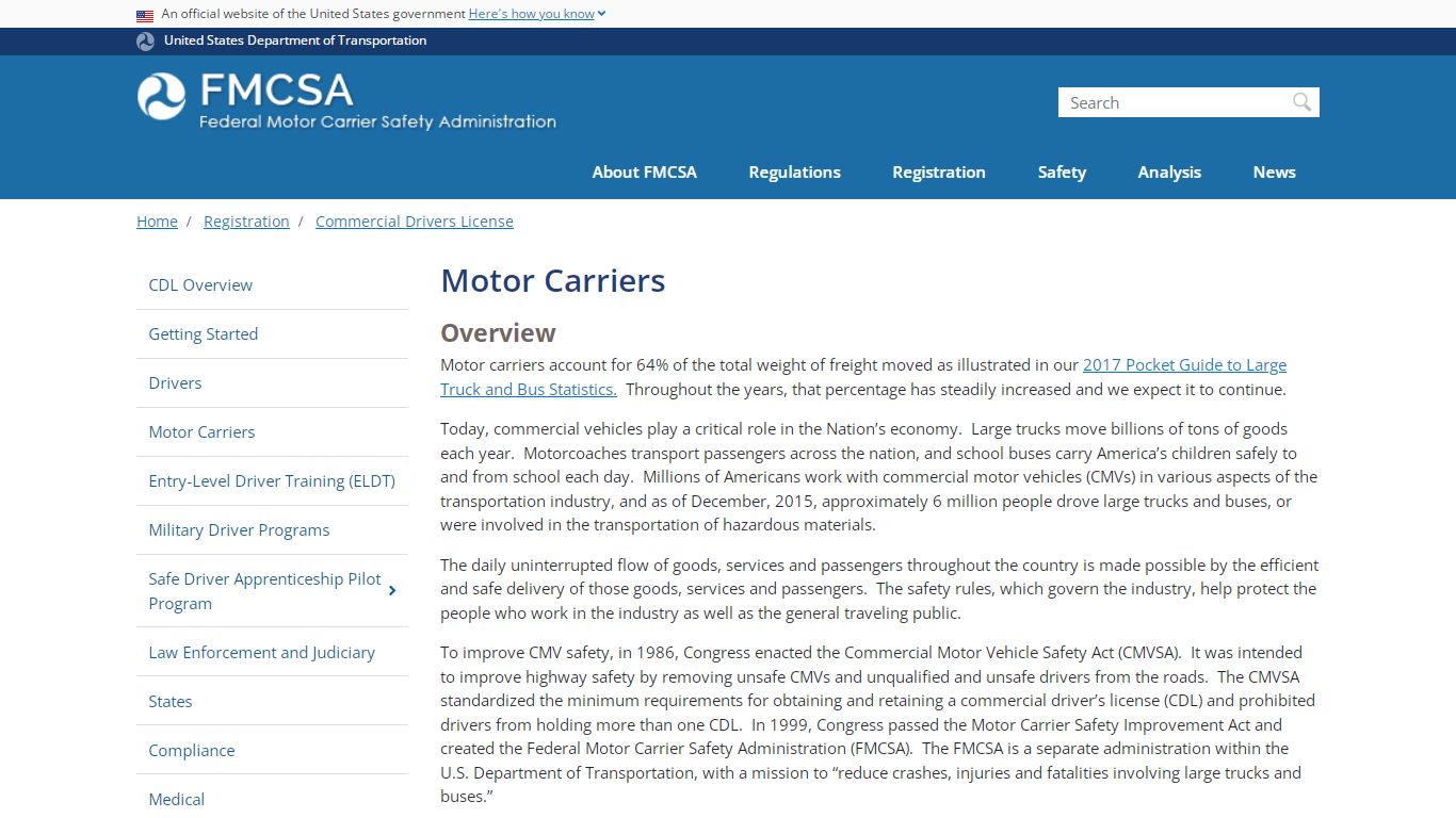 Motor Carriers | FMCSA